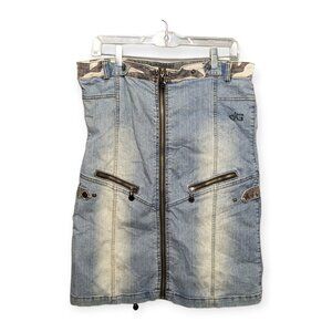 Johnny Girl Denim & Camo Long Skirt Size XL